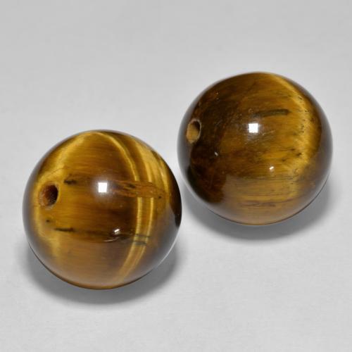 24.83カラットの天然ウォームブラウンタイガーアイ（12.25 mm・球体 / ボール）