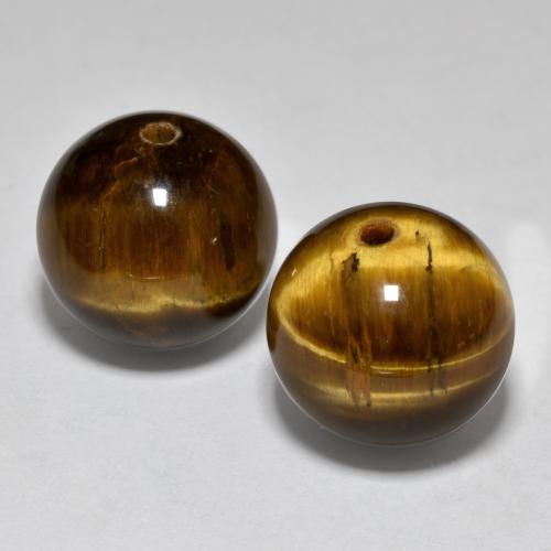 24.83カラットの天然ウォームブラウンタイガーアイ（12.25 mm・球体 / ボール）