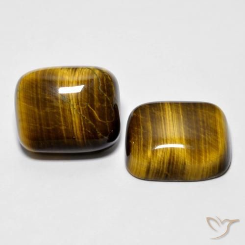 18.15カラットの天然ゴールデンブラウンTiger's Eye（14×11.8 mm・クッションカット）