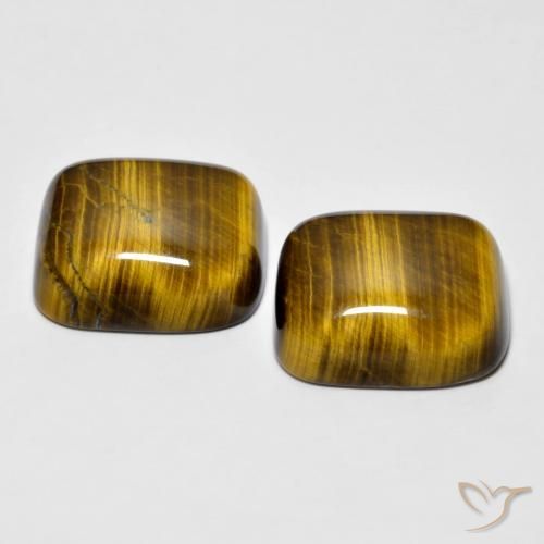 18.15カラットの天然ゴールデンブラウンTiger's Eye（14×11.8 mm・クッションカット）