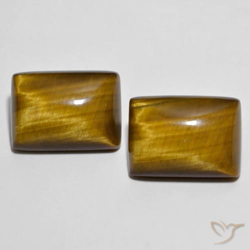 26.73カラットの天然黄色がかった茶Tiger's Eye（18.2×13.3 mm・バゲット）