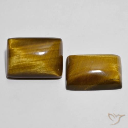 26.73カラットの天然黄色がかった茶Tiger's Eye（18.2×13.3 mm・バゲット）