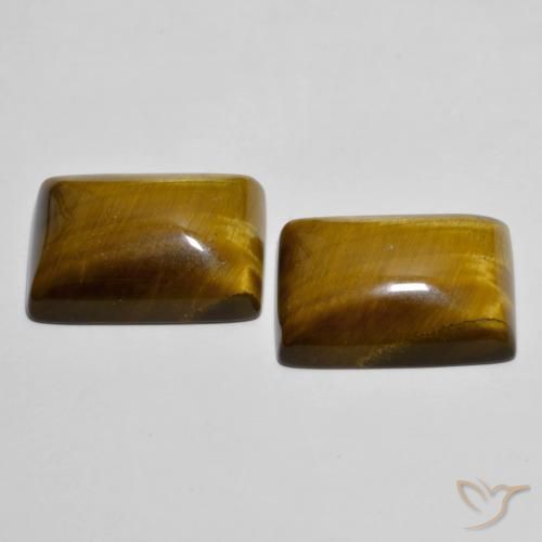 26.73カラットの天然黄色がかった茶Tiger's Eye（18.2×13.3 mm・バゲット）