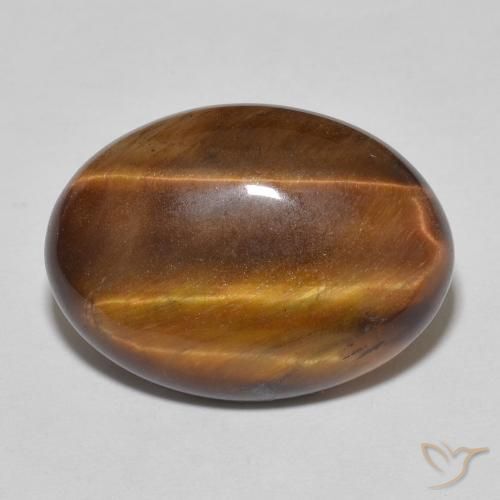 9.66ct 天然 ゴールドブラウン タイガーズアイ, 楕円形, オペーク