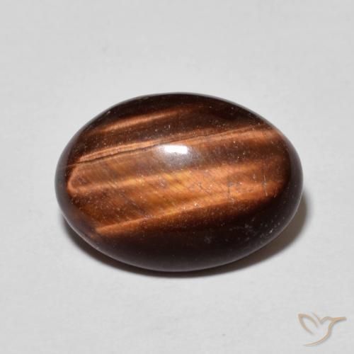 5.15ct 天然 赤みがかったブラウン タイガーズアイ, 楕円形, オペーク
