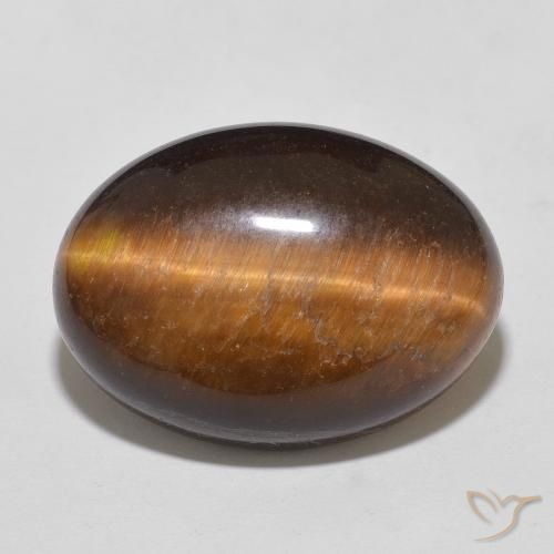 11.10ct 天然 ミディアムブラウン タイガーズアイ, 楕円形, オペーク