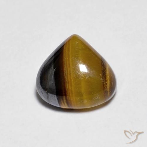 1.00ct 天然 黄色がかったブラウン タイガーズアイ, 洋梨の形, オペーク