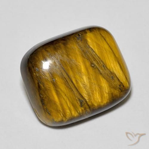 8.85ct 天然 黄色がかったブラウン タイガーズアイ, クッション, オペーク