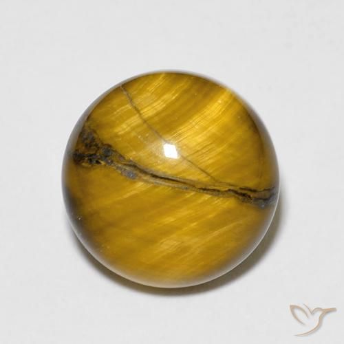 6.78ct 天然 ウォームブラウン タイガーズアイ, ラウンド, オペーク