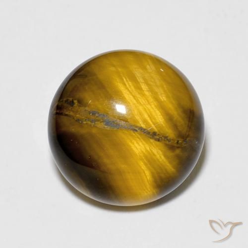 6.84ct 天然 ウォームブラウン タイガーズアイ, ラウンド, オペーク