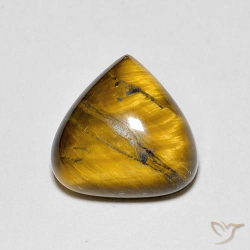 3.43ct 天然 黄色がかったブラウン タイガーズアイ, 洋梨の形, オペーク
