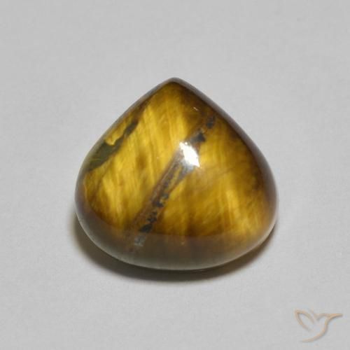 1.98ct 天然 黄色がかったブラウン タイガーズアイ, 洋梨の形, オペーク