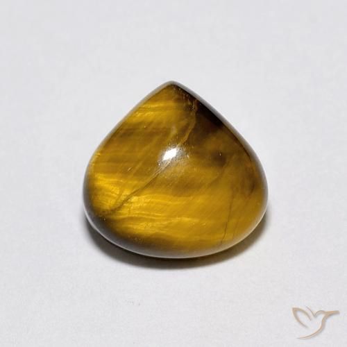1.90ct 天然 黄色がかったブラウン タイガーズアイ, 洋梨の形, オペーク