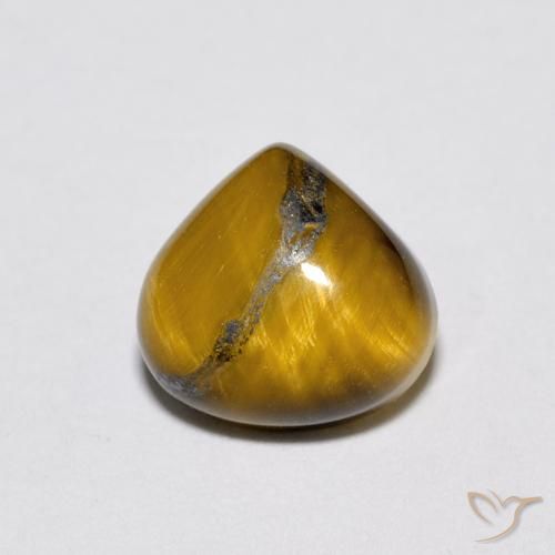 1.92ct 天然 黄色がかったブラウン タイガーズアイ, 洋梨の形, オペーク