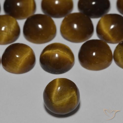 0.92ct 天然 ウォームブラウン タイガーズアイ, ラウンド, オペーク