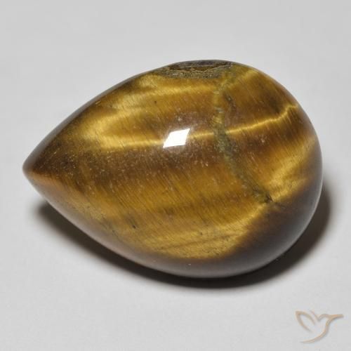 13.27ct 天然 黄色がかったブラウン タイガーズアイ, 洋梨の形, オペーク