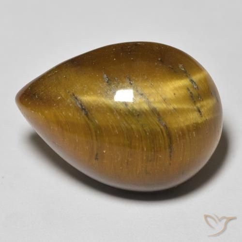 13.68ct 天然 ゴールドブラウン タイガーズアイ, 洋梨の形, オペーク
