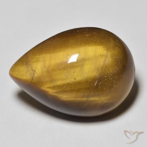 13.04ct 天然 黄色がかったブラウン タイガーズアイ, 洋梨の形, オペーク
