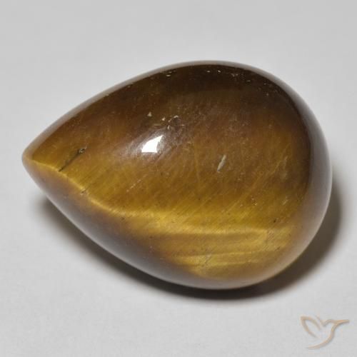 15.78ct 天然 黄色がかったブラウン タイガーズアイ, 洋梨の形, オペーク