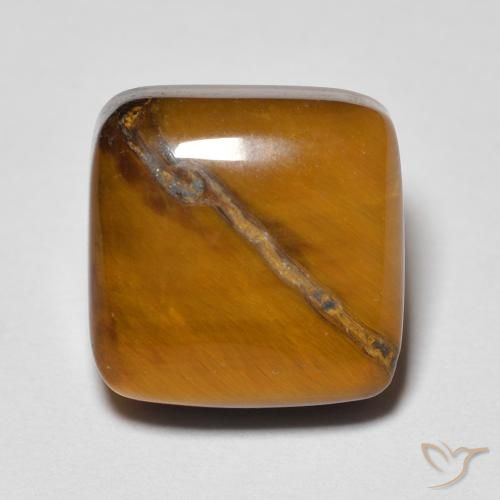 5.81ct 天然 ウォームブラウン タイガーズアイ, クッション, オペーク