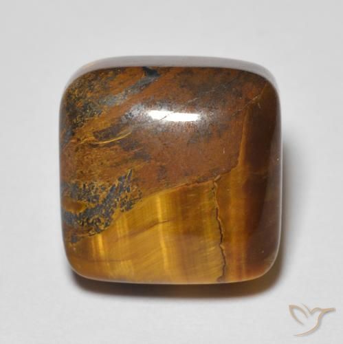 6.48ct 天然 ゴールドブラウン タイガーズアイ, クッション, オペーク