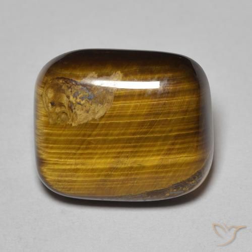 8.34ct 天然 ゴールドブラウン タイガーズアイ, クッション, オペーク
