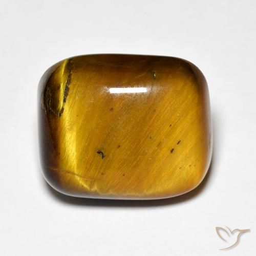 8.44ct 天然 ミディアムブラウン タイガーズアイ, クッション, オペーク