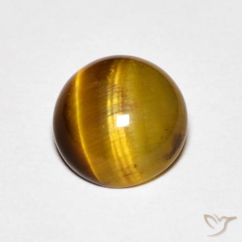 1.45ct 天然 ミディアムブラウン タイガーズアイ, ラウンド, オペーク