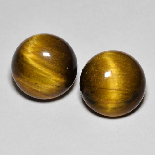 7.99カラットの天然ミディアムブラウンTiger's Eye（10.02 mm・ラウンドカット）