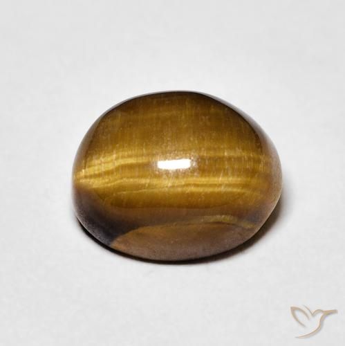 4.05ct 天然 黄色がかったブラウン タイガーズアイ, 楕円形, オペーク