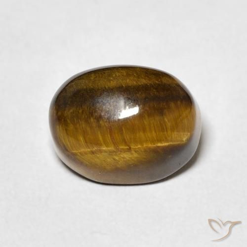 3.41ct 天然 ミディアムブラウン タイガーズアイ, 楕円形, オペーク