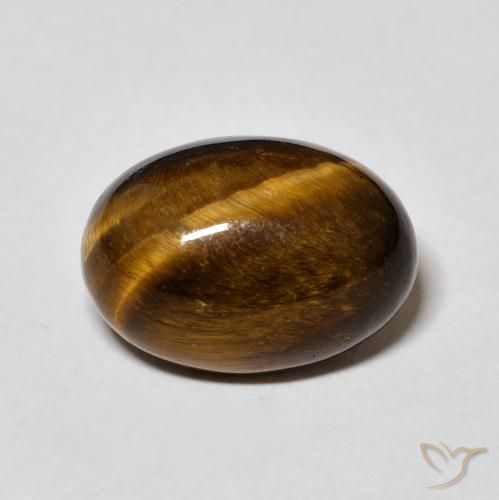 6.48ct 天然 黄色がかったブラウン タイガーズアイ, 楕円形, オペーク