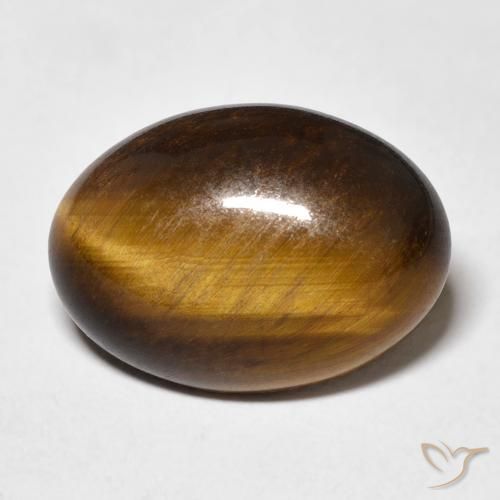10.57ct 天然 黄色がかったブラウン タイガーズアイ, 楕円形, オペーク