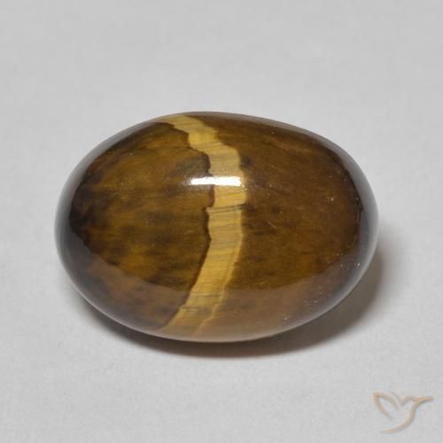 5.85ct 天然 ゴールドブラウン タイガーズアイ, 楕円形, オペーク