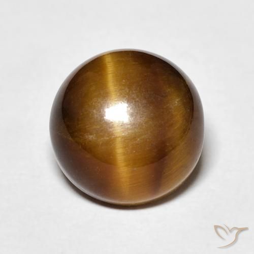 4.24ct 天然 ミディアムブラウン タイガーズアイ, ラウンド, オペーク