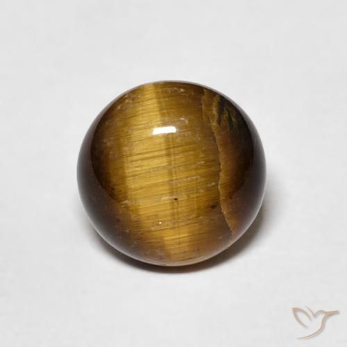 1.71ct 天然 ミディアムブラウン タイガーズアイ, ラウンド, オペーク