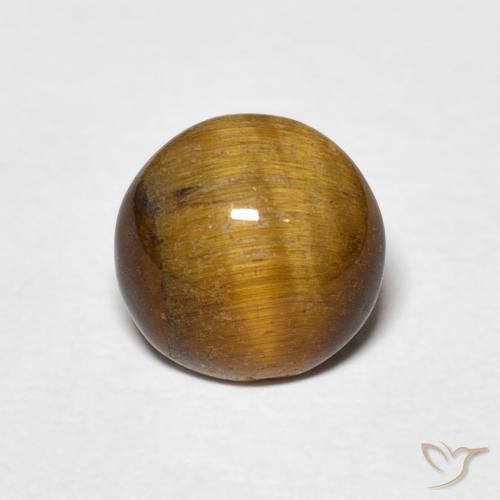 1.50ct 天然 ミディアムブラウン タイガーズアイ, ラウンド, オペーク