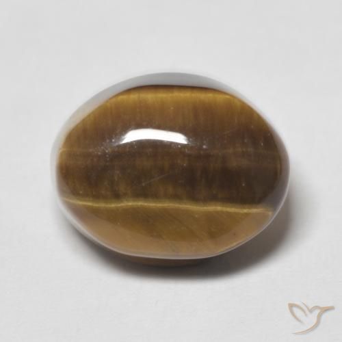 6.70ct 天然 ミディアムブラウン タイガーズアイ, 楕円形, オペーク