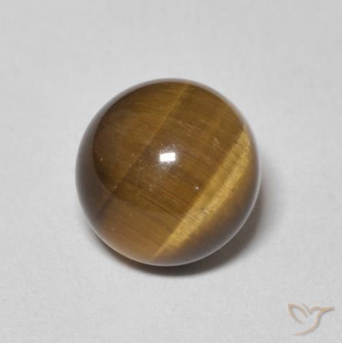 2.44ct 天然 ミディアムブラウン タイガーズアイ, ラウンド, オペーク