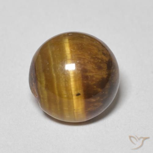 2.31ct 天然 ミディアムブラウン タイガーズアイ, ラウンド, オペーク