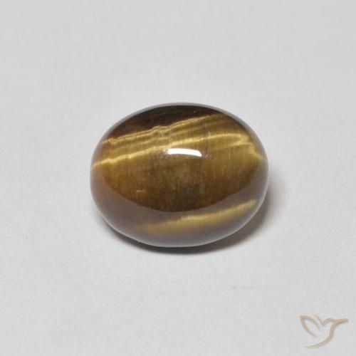 3.85ct 天然 ゴールドブラウン タイガーズアイ, 楕円形, オペーク