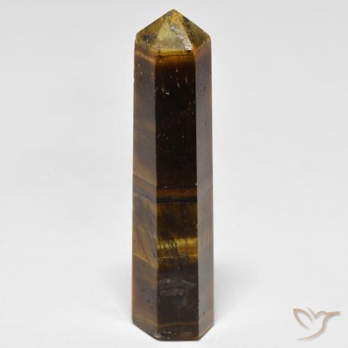 26.11カラットの天然シーダーブラウンTiger's Eye（37×10 mm・ファンシーシェイプ）