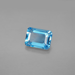 1.99カラットの天然スイスブルートパーズ（8.1×6.1 mm・エメラルドカット）