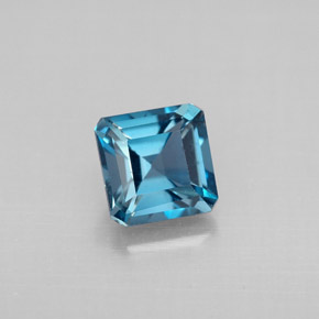 1.48カラットの天然ロンドンブルートパーズ（6×6 mm・エメラルドカット）