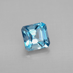 1.46カラットの天然ロンドンブルートパーズ（6×6 mm・エメラルドカット）
