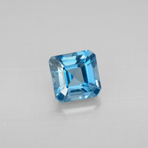 1.45カラットの天然ロンドンブルートパーズ（6×6 mm・エメラルドカット）