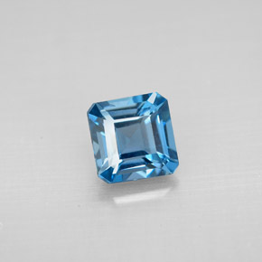 1.41カラットの天然ロンドンブルートパーズ（6×6 mm・エメラルドカット）