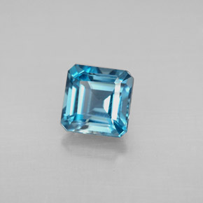 1.57カラットの天然ロンドンブルートパーズ（6.2×6.1 mm・エメラルドカット）