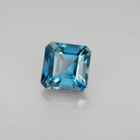 1.50カラットの天然ロンドンブルートパーズ（6.1×6.1 mm・エメラルドカット）