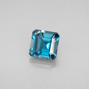1.46カラットの天然ロンドンブルートパーズ（6×6 mm・エメラルドカット）